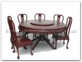 Product ffrdt60tab -  Round pedestal leg table dragon design with 8 side chairs dragon design tiger legs, with 30 inchlazy susan 