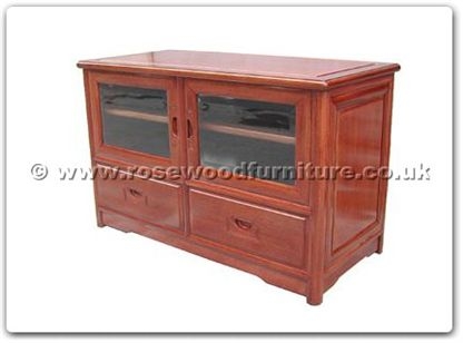 Rosewood Furniture Range  - ff130r6mtv - Ming style t.v. cabinet with 2 drawers and 2 glass doors