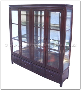 Rosewood Furniture Range  - ff156r24cab - Glass cabinet plain design - 4 drawers and 4 doors