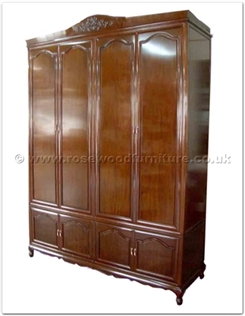Rosewood Furniture Range  - ff160r36w - Queen ann legs wardrobe - full flower carved top