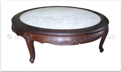 Rosewood Furniture Range  - ff24984cof - Queen ann legs round coffee table flower carved w/marble top