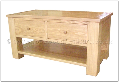 Rosewood Furniture Range  - ff36f9cof - Ashwood Coffee Table with 2 drawers and bottom shelf