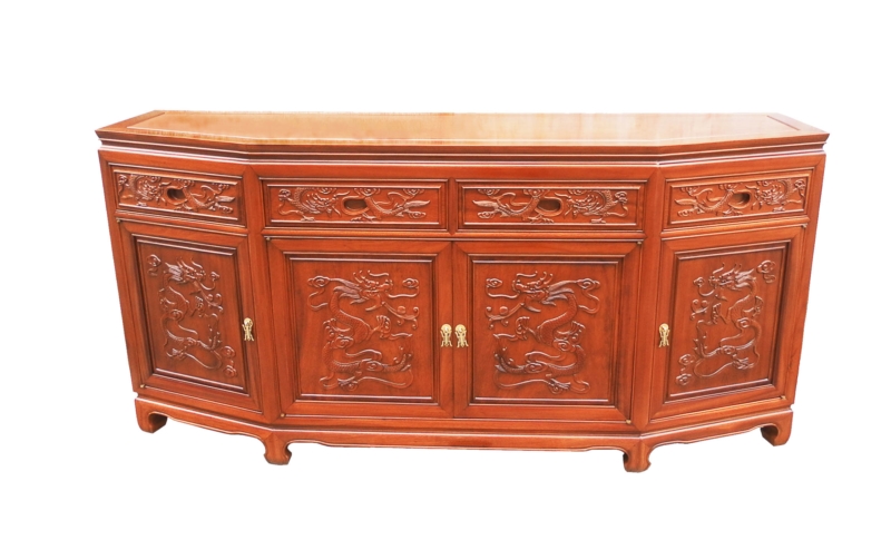 Rosewood Furniture Range  - ff54e4bufd - angle buffet full dragon carved w/4 doors & 4 deawers