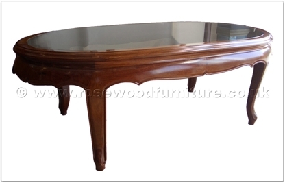 Rosewood Furniture Range  - ff7328q - Smoke glass top queen ann legs oval coffee table