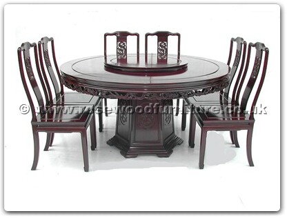 Rosewood Furniture Range  - ff7607d - Round corner dining table dragon design with 8 chairs and 30 inch lazy susan