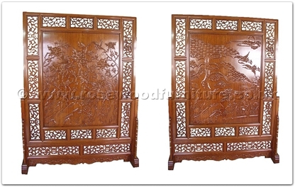 Rosewood Furniture Range  - ffdfs - Double-face screen flower and bird design - open dragon carved apron