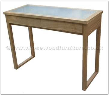 Rosewood Furniture Range  - ffff8015a - Ashwood glass top dressing table - 2 drawers