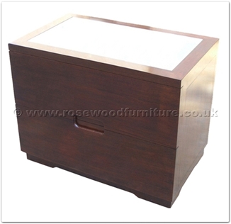 Rosewood Furniture Range  - ffff8016r - Redwood glass top bedside cabinet with 2 drawers
