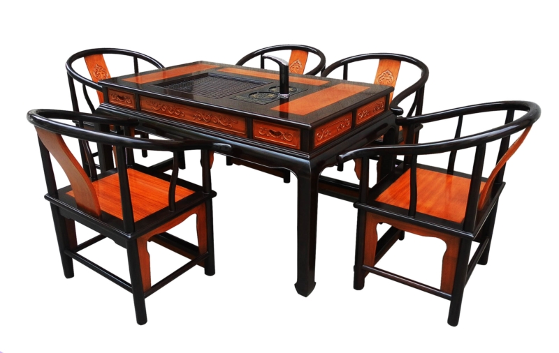 Rosewood Furniture Range  - fffyteaftable - tea table flower design w/5 chairs set of 6