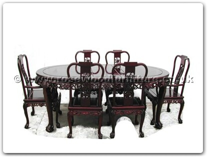 Rosewood Furniture Range  - ffgt78tab - Oval dining table grape design tiger legs with 2+4 chairs