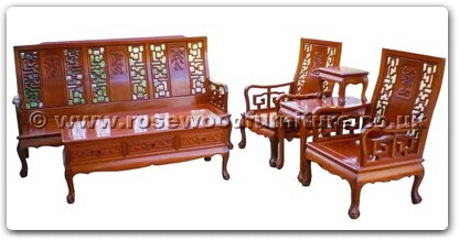 Rosewood Furniture Range  - ffhfl127 - Rosewood Sofa Set ith Hign Back 5Pcsith Set Excluding Cushion Couch