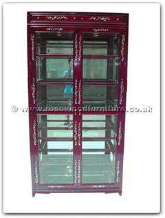 Rosewood Furniture Range  - ffmopgla - Glass cabinet m.o.p. design with spot light and mirror back