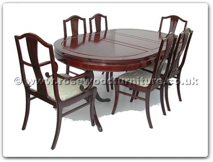 Rosewood Furniture Range  - ffopm78tab - Oval pedestal legs dining table w2+4 monaco style chairs