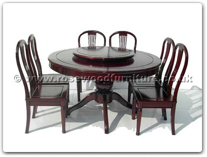 Rosewood Furniture Range  - ffradining - Pedestal leg round corner dining table with 8 american style side chairs and 30 inch round lazy susan