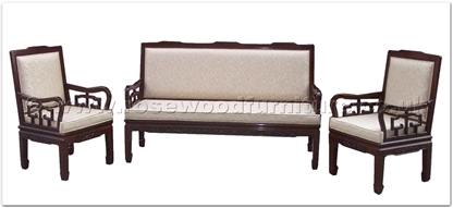 Rosewood Furniture Range  - ffrhblsf - High back 3 seaters sofa - flower carved and fixed cushion