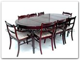 Chinese Furniture - ff7055x -  Round legs oval dining table with 2+6 low back chairs - 80" x 44" x 30"