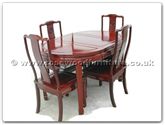 Chinese Furniture - ff7301l -  Oval dining table longlife design with 4 chairs - 54" x 36" x 30"