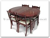 Chinese Furniture - ff7301x -  Round legs oval dining table with 4 low back chairs - 54" x 36" x 30"