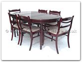 Chinese Furniture - ff7302x -  Round legs oval dining table with 2+4 low back chairs - 62" x 44" x 30"