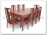 Chinese Furniture - ff7306h -  Round corner dining table with 2+6 high back chairs - 80" x 44" x 30"