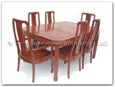 Chinese Furniture - ff7606h -  Round corner dining table with 2+4 high back chairs - 62" x 44" x 30"