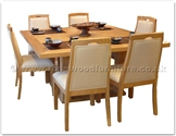 Chinese Furniture - ffff8006a -  Ashwood sq dining table - 6 fabric chairs - 55" x 55" x 30"