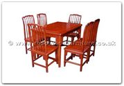 Chinese Furniture - ffhfd018 -  Sq Dining Table Ming Design With 6 Side Chairs Table - 50" x 36" x 30"