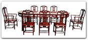 Chinese Furniture - ffhfd037 -  Oval ru-yi Style Dining Table with 8 chairs - 80" x 44" x 30"
