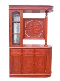 Chinese Furniture - ffhordib -  half oval shape room divider f&b carved w/3 doors & 3 drawers - 49.5" x 16" x 83"