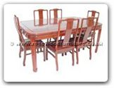 Chinese Furniture - ffr71din -  Round corner sliding top dining with 6 side chairs plain design - 71" x 44" x 30"
