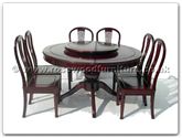 Chinese Furniture - ffradining -  Pedestal leg round corner dining table with 8 american style side chairs and 30 inch round lazy susan - 60" x 60" x 30"