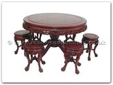 Chinese Furniture - ffrdt48tab -  Round pedestal leg table with 6 stool dragon design tiger legs - 48" x 48" x 30"
