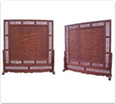 Chinese Furniture - ffscdoftb -  Double-face screen stand w/f and b and blessing carving - 86" x 17" x 93"